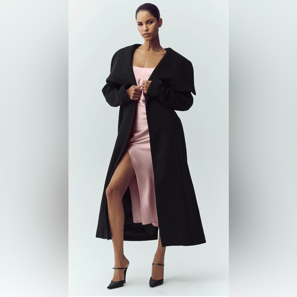NWT Alo Yoga Wool Blend Night Fall Black Long Coat Size Small